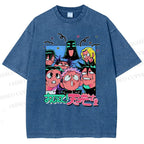 Unisex Cartoon Animation Printed Washed Tee