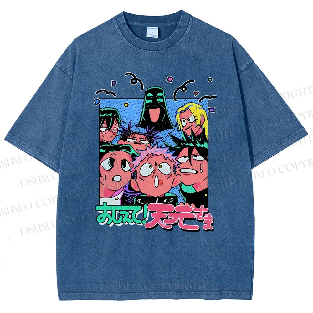 Unisex Cartoon Animation Printed Washed Tee