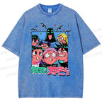 Unisex Cartoon Animation Printed Washed Tee