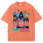 Unisex Cartoon Animation Printed Washed Tee