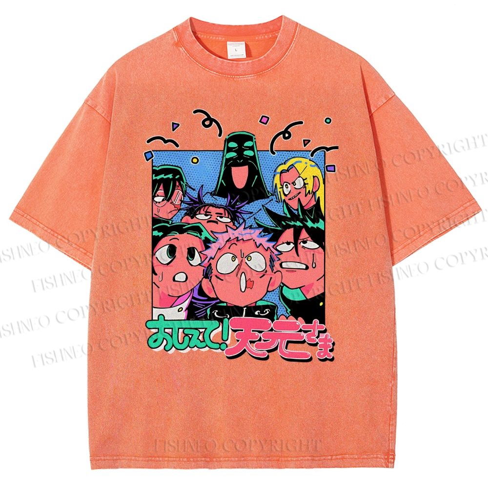 Unisex Cartoon Animation Printed Washed Tee