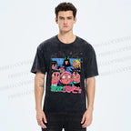Unisex Cartoon Animation Printed Washed Tee