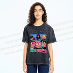 Unisex Cartoon Animation Printed Washed Tee
