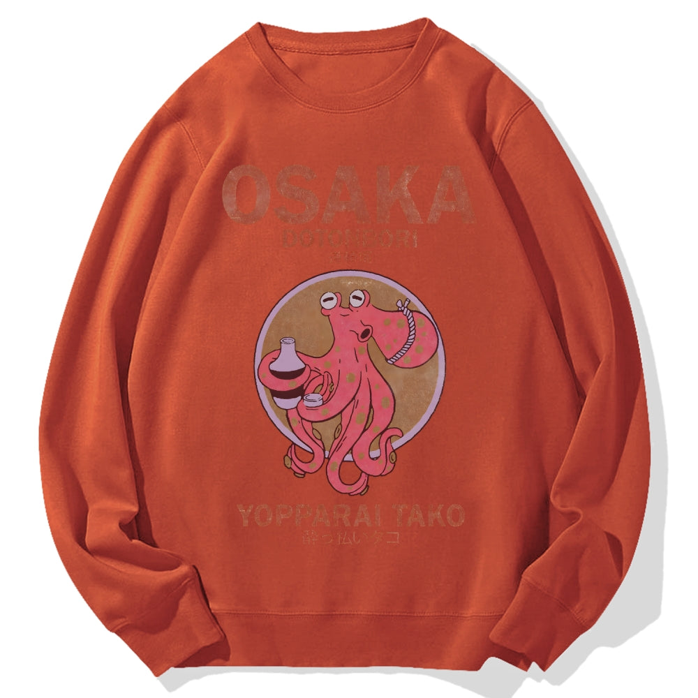 Osaka Dotonbori Drunken Octopus Cotton Sweatshirt