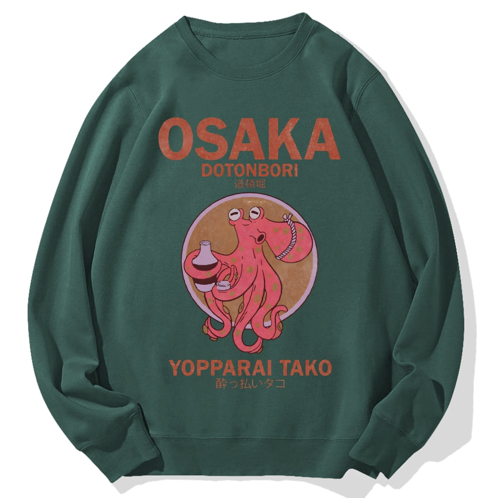 Osaka Dotonbori Drunken Octopus Cotton Sweatshirt