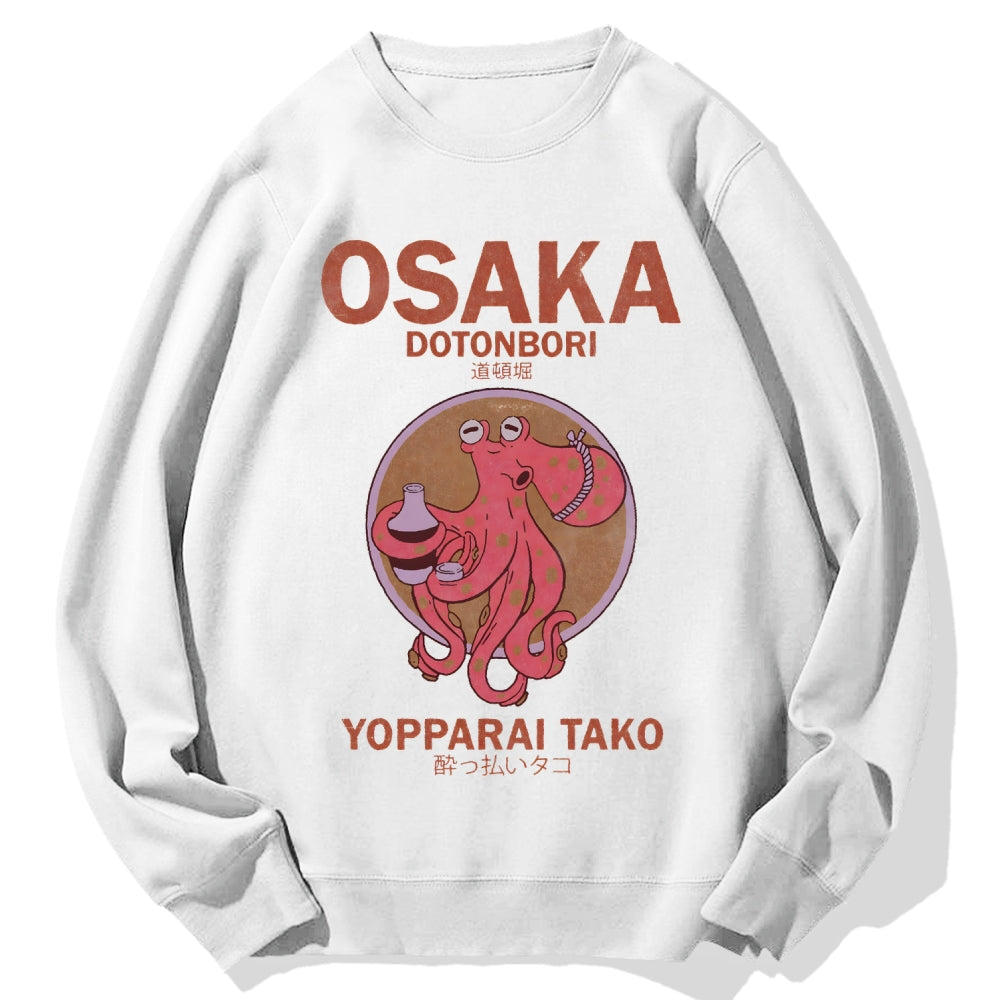 Osaka Dotonbori Drunken Octopus Cotton Sweatshirt