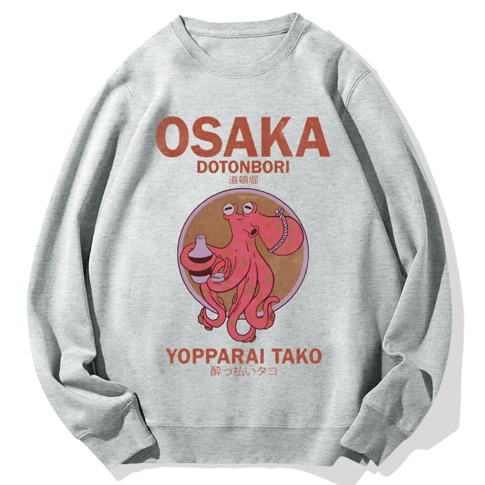 Osaka Dotonbori Drunken Octopus Cotton Sweatshirt