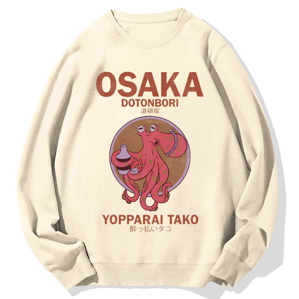 Osaka Dotonbori Drunken Octopus Cotton Sweatshirt