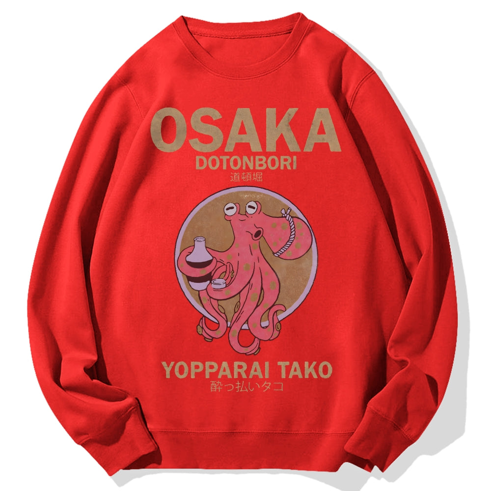 Osaka Dotonbori Drunken Octopus Cotton Sweatshirt