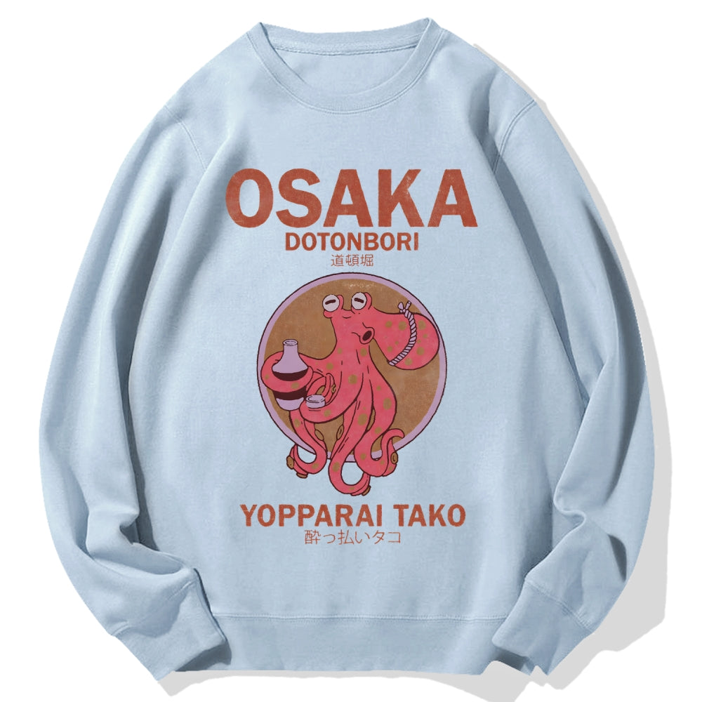 Osaka Dotonbori Drunken Octopus Cotton Sweatshirt