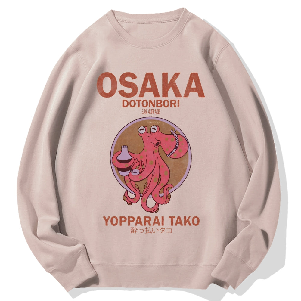 Osaka Dotonbori Drunken Octopus Cotton Sweatshirt