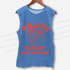 Unisex Skate Cat Now Or Never Printed Washed Tank Top
