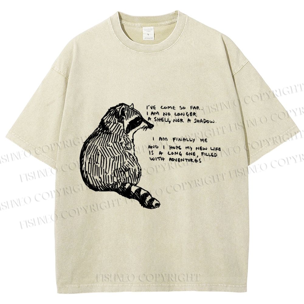 Unisex Vintage Raccoon Printed Washed Tee