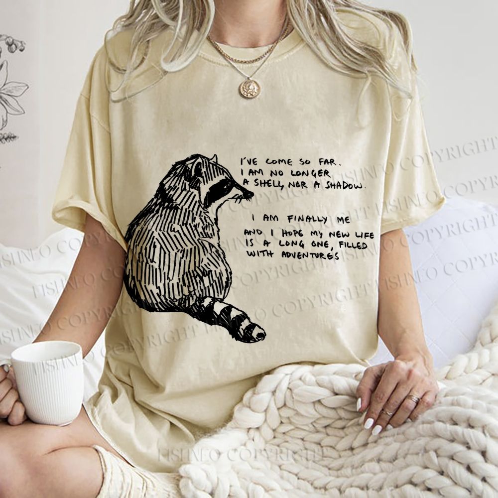 Unisex Vintage Raccoon Printed Washed Tee