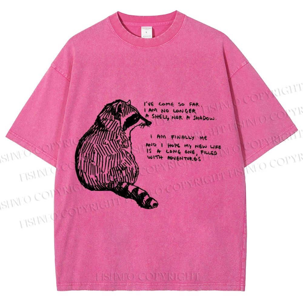 Unisex Vintage Raccoon Printed Washed Tee
