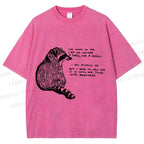 Unisex Vintage Raccoon Printed Washed Tee