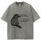 Unisex Vintage Raccoon Printed Washed Tee