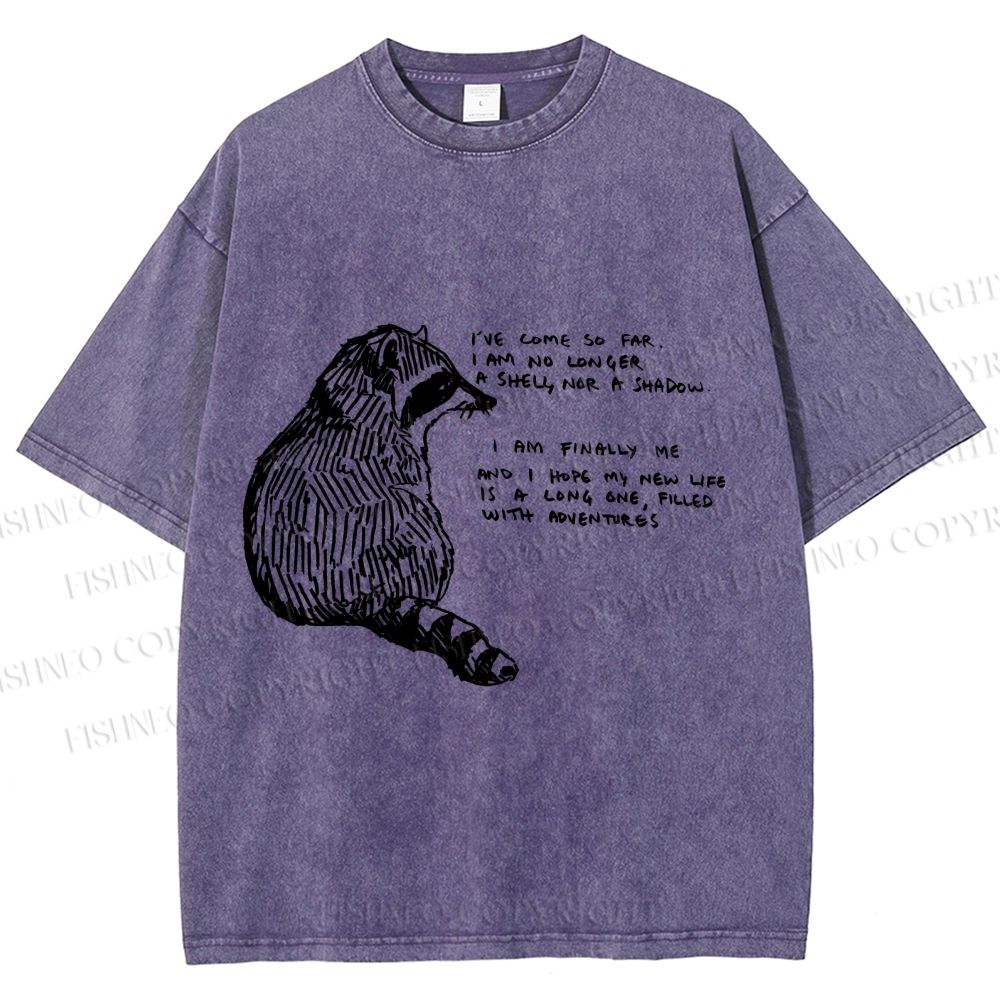 Unisex Vintage Raccoon Printed Washed Tee