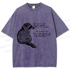 Unisex Vintage Raccoon Printed Washed Tee
