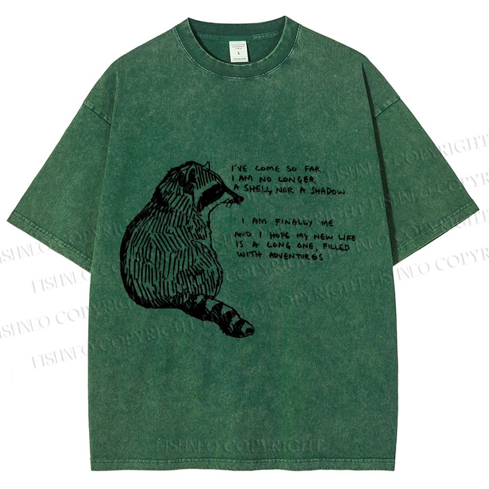 Unisex Vintage Raccoon Printed Washed Tee