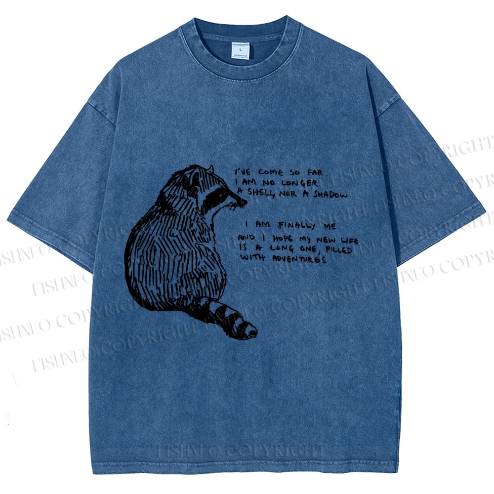 Unisex Vintage Raccoon Printed Washed Tee
