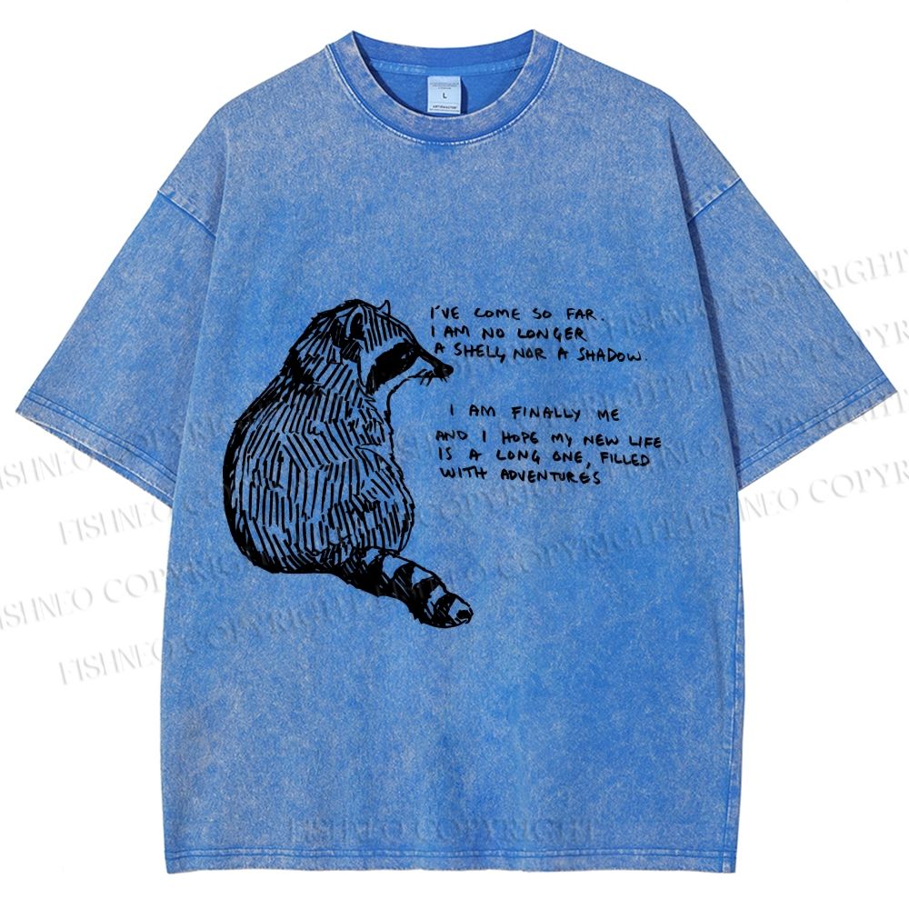 Unisex Vintage Raccoon Printed Washed Tee