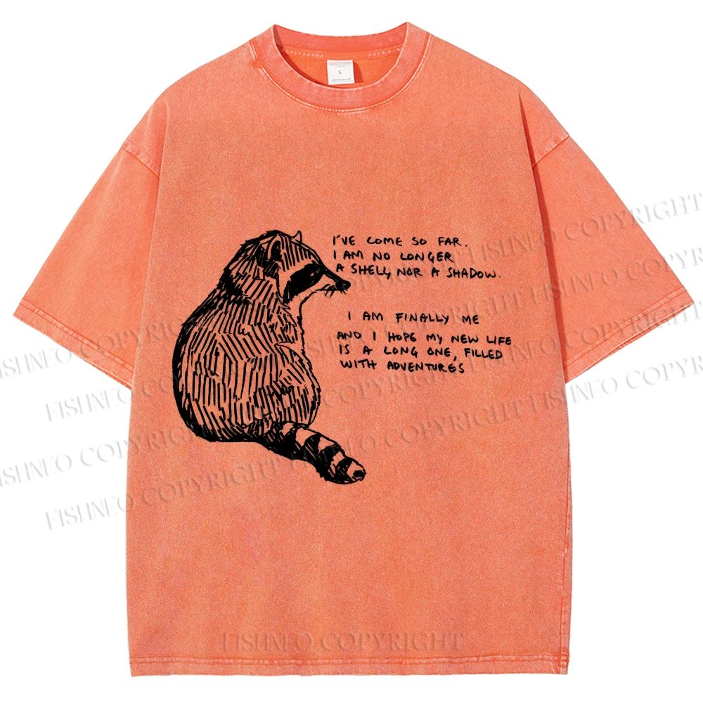 Unisex Vintage Raccoon Printed Washed Tee
