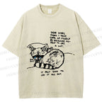 Unisex Vintage Raccoon Crying Printed Washed Tee