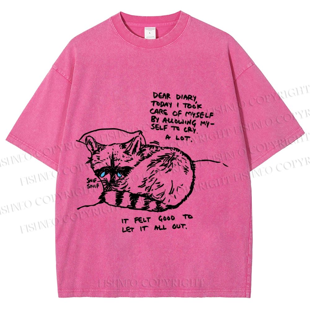 Unisex Vintage Raccoon Crying Printed Washed Tee