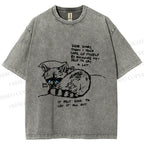 Unisex Vintage Raccoon Crying Printed Washed Tee