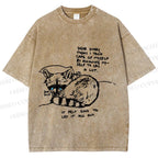 Unisex Vintage Raccoon Crying Printed Washed Tee