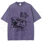 Unisex Vintage Raccoon Crying Printed Washed Tee