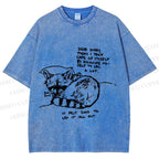 Unisex Vintage Raccoon Crying Printed Washed Tee