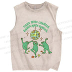 Unisex More Dances Frog Printed Washed Tank Top
