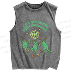 Unisex More Dances Frog Printed Washed Tank Top