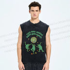 Unisex More Dances Frog Printed Washed Tank Top