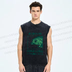 Unisex Vintage Frog Always Confused Printed Washed Tank Top