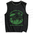 Unisex More Dances Frog Printed Washed Tank Top
