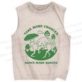 Unisex More Dances Frog Printed Washed Tank Top