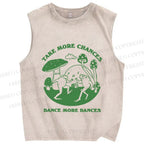 Unisex More Dances Frog Printed Washed Tank Top