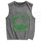 Unisex More Dances Frog Printed Washed Tank Top
