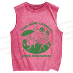 Unisex More Dances Frog Printed Washed Tank Top