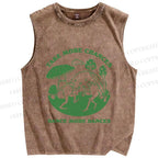 Unisex More Dances Frog Printed Washed Tank Top