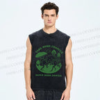 Unisex More Dances Frog Printed Washed Tank Top