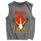 Unisex Funny Goose Godzilla Goosezilla Printed Washed Tank Top