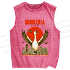Unisex Funny Goose Godzilla Goosezilla Printed Washed Tank Top