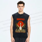 Unisex Funny Goose Godzilla Goosezilla Printed Washed Tank Top