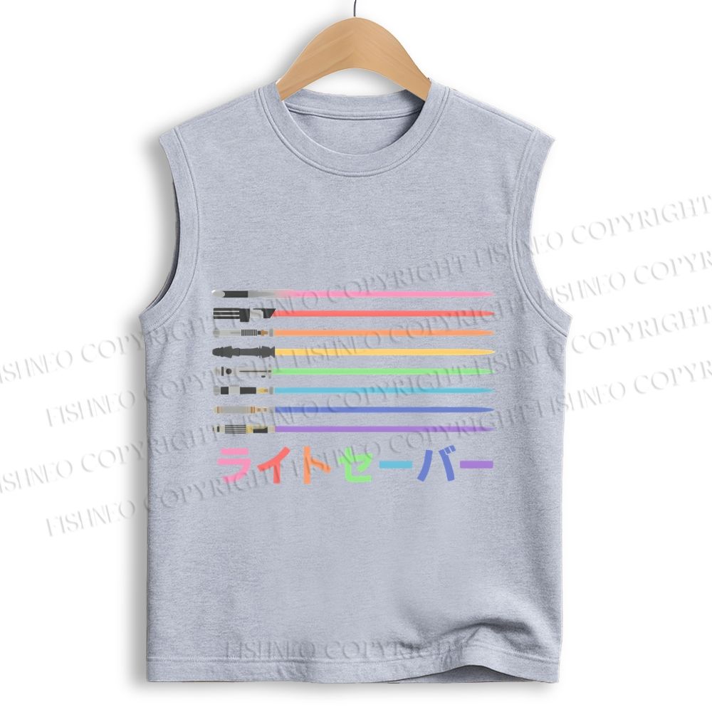 Unisex Lightsaber Vintage Printed Cotton Tank Top