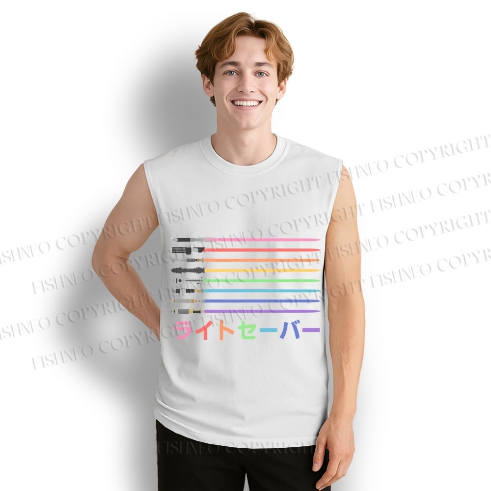 Unisex Lightsaber Vintage Printed Cotton Tank Top