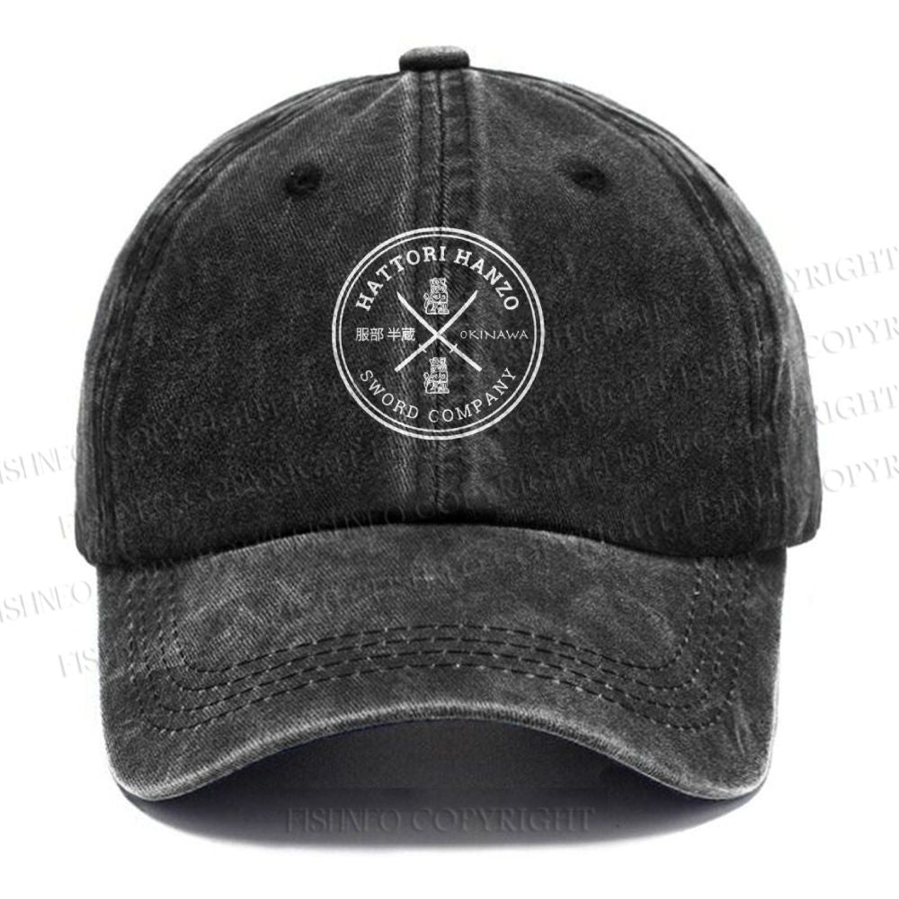 Unisex Hattori Hanzo Komainu Okinawa Sword Company Japanese Style Vintage Casual Washed Cap